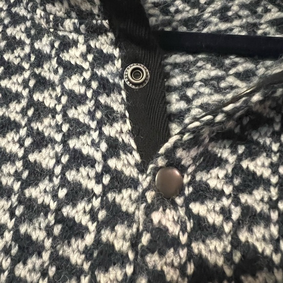 Harmonica Madewell wool pullover large EUC diamond print blue boxy pockets - Picture 6 of 11